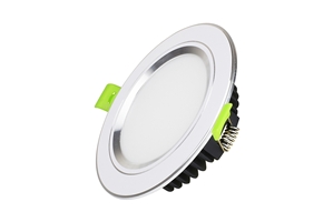 Đèn Led âm trần viền bạc mặt phẳng công suất 7W, lỗ khoét 90mm, as trắng, vàng, trung tính