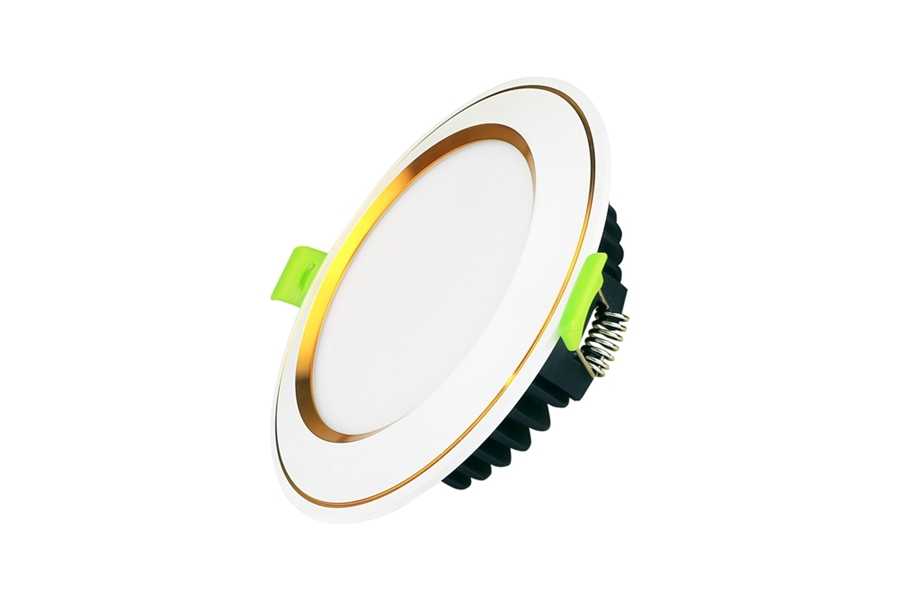 Đèn Led âm trần viền vàng mặt cong 7W, Đổi màu