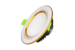 Đèn Led âm trần đổi màu viền vàng mặt phẳng công suất 7W, lỗ khoét 90mm