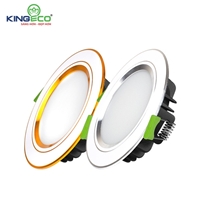 Đèn led Âm trần tán quang đổi màu Kingeco 7W, lỗ khoét 90. Thiết kế mặt phẳng, viền bạc/vàng sang trọng, sử dụng chip Led Samsung cho hiệu suất và tuổi thọ vượt trội, bảo hành 2 năm đổi mới chính hãng Kingeco